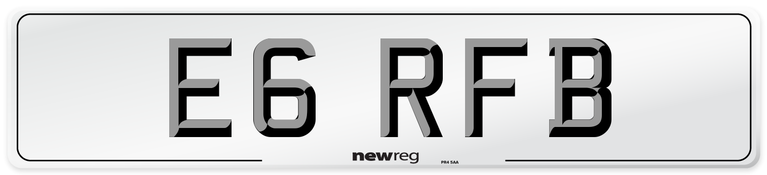 E6 RFB Number Plate from New Reg
